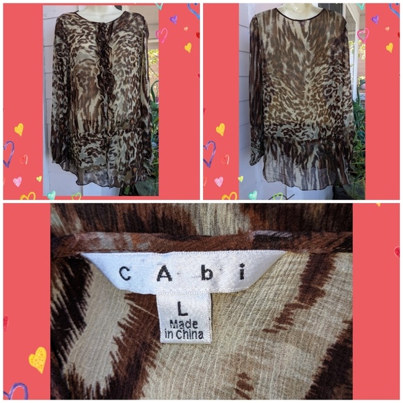 CAbi Tops - CABI SHEER ANIMAL PRINT DESIGNER TUNIC